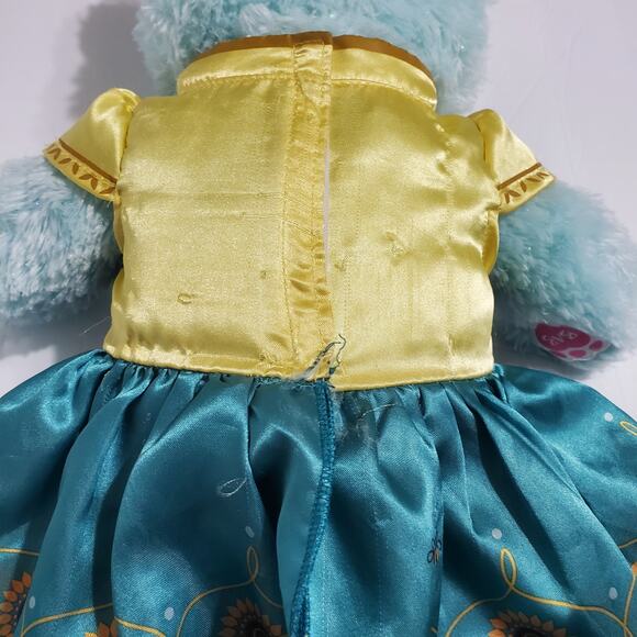 Build a Bear Workshop BABW Frozen Fever Anna Blue Sparkly Teddy Bear Plush Dress - Picture 10 of 11